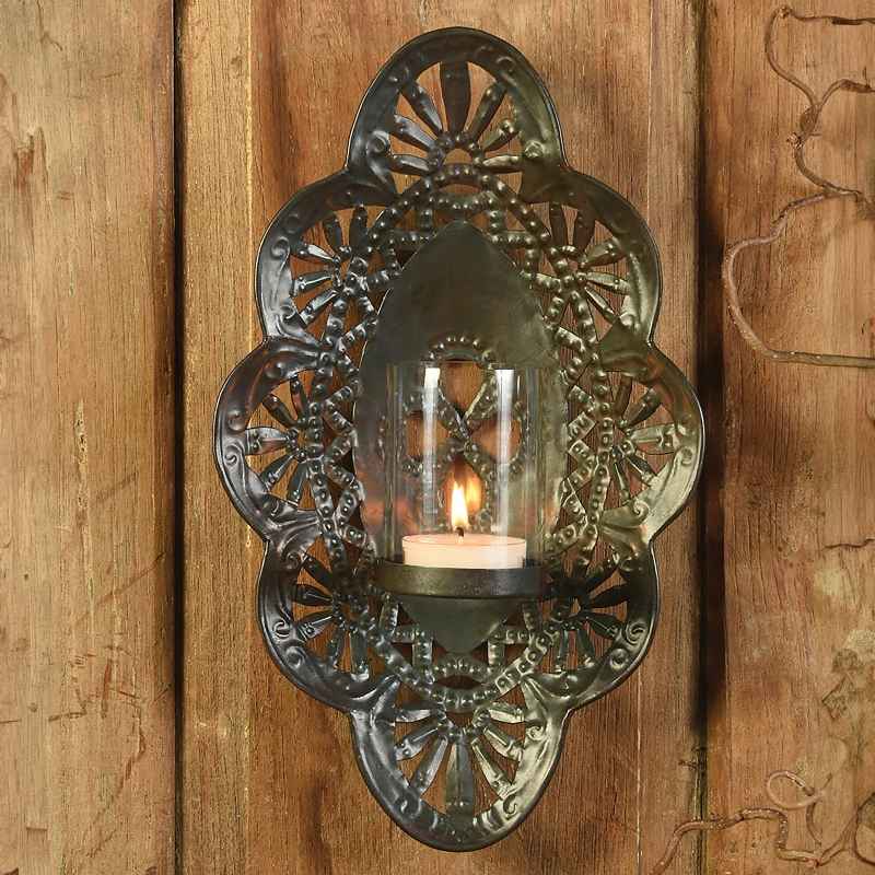 Sala Iron Black Wall Sconce with Glass Hurricane